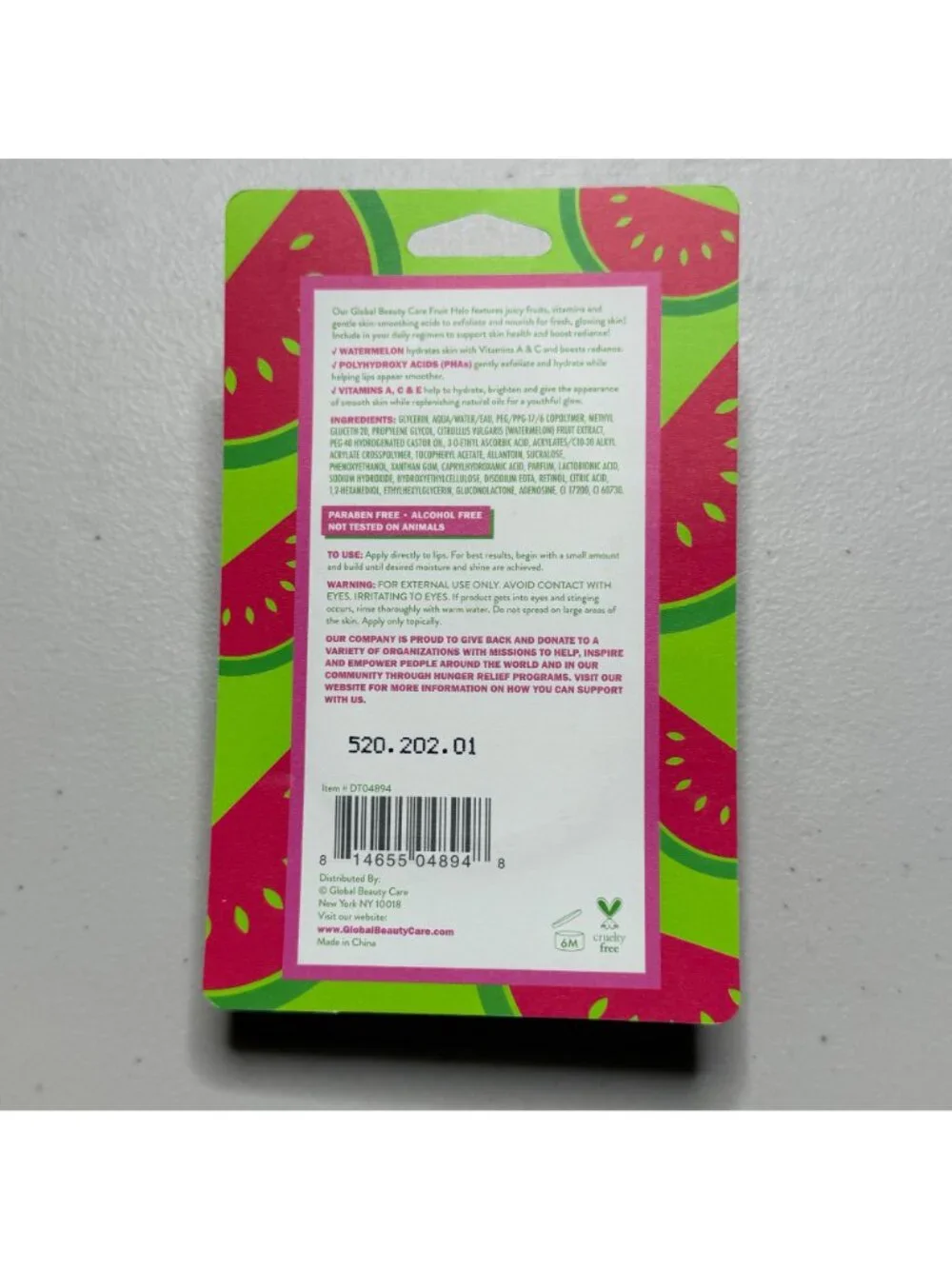 Global Beauty Care Watermelon Lip Oil Fruit Halo Nourishing Lip Gloss New